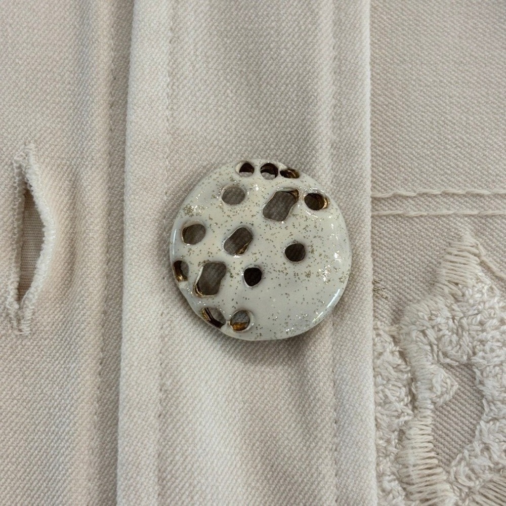 Elisa Cavaletti Embroidered Button Front Couture Jacket Ivory, Size M - Picture 6 of 7